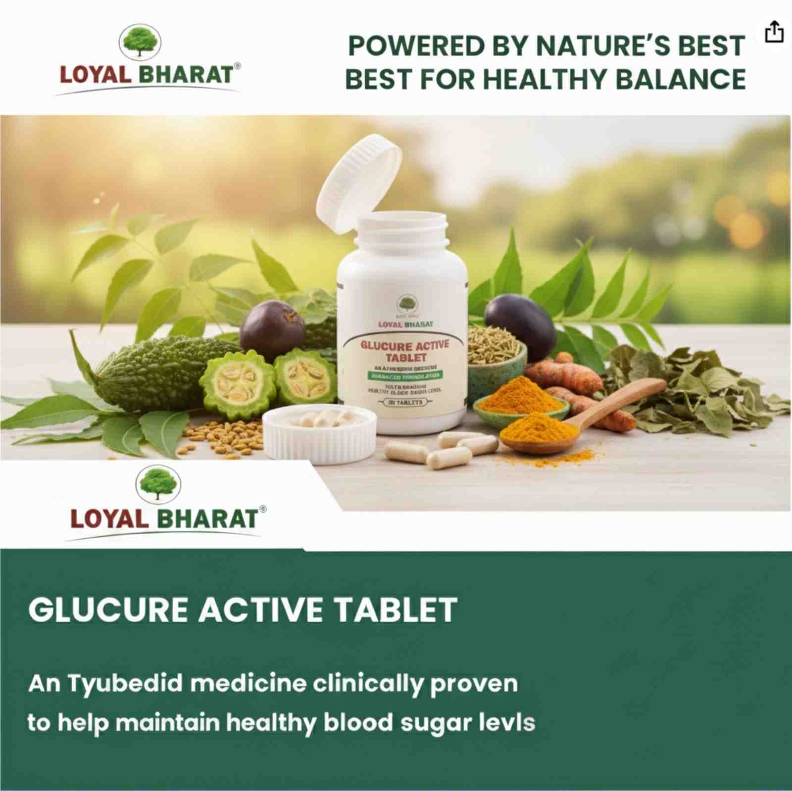 Loyal Bharat Glucure Active Tablet - Maintain Healthy Blood Sugar Level (30 Tablets) (Pack of 1)
