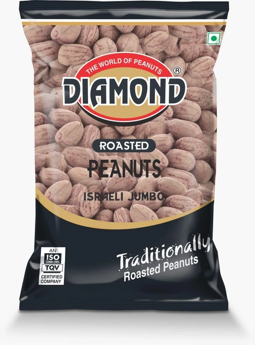 DIAMOND SING Peanuts - Israeli Jumbo Roasted Salted Peanut with Husk, Roasted Groundnut 180 Gms | High Protein - Gluten Free Mungfali | Vacuum Packed Singdana (Pack of 4) 180 Gram Each