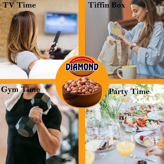 DIAMOND SING Peanuts - Israeli Jumbo Roasted Salted Peanut with Husk, Roasted Groundnut 180 Gms | High Protein - Gluten Free Mungfali | Vacuum Packed Singdana (Pack of 4) 180 Gram Each