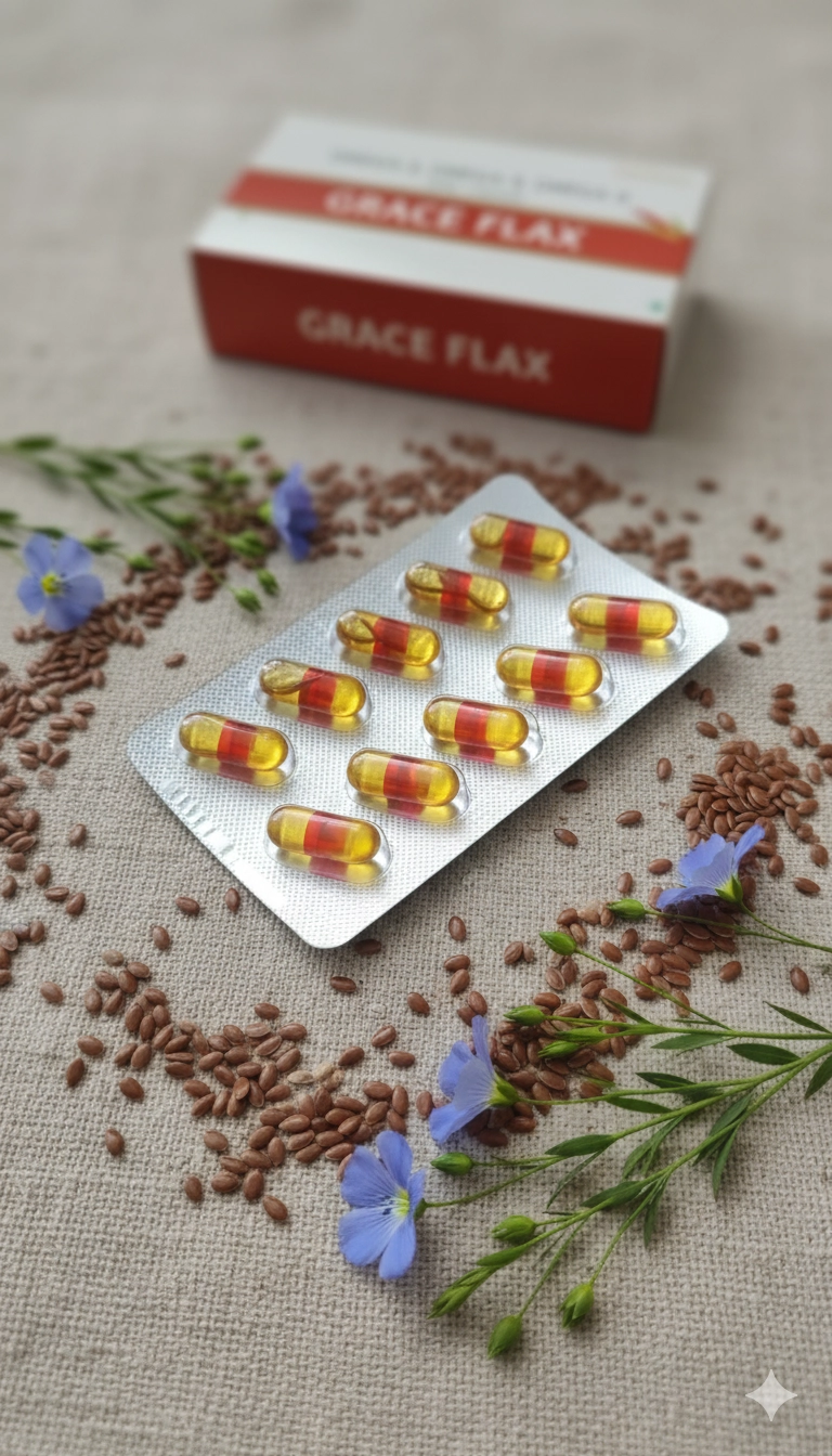Grace Flax (Flaxseed oil 500mg Capsules) 3strips 30 Tablets