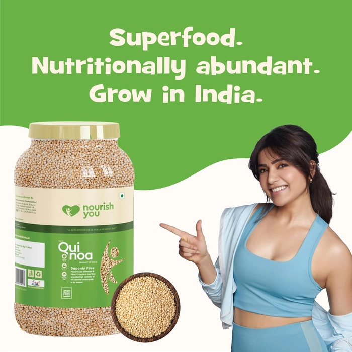 Nourish You White Quinoa Seeds 2Kg Jar | Healthy Food | Gluten-Free | Saponin Free | High Protein & Fiber | Diet Food | 100% Wholegrain Breakfast Cereal